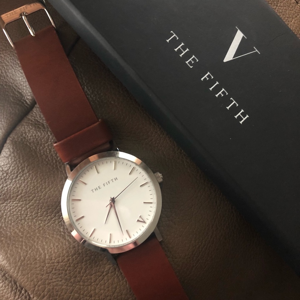 The Fifth Watch - Silver w/ Brown Genuine Leather